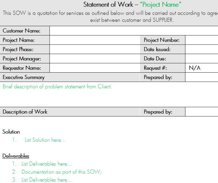 Statement of Work (SOW) Template
